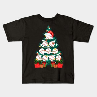 Baseball Lover Xmas Tree Lights Santa Baseball Christmas Kids T-Shirt